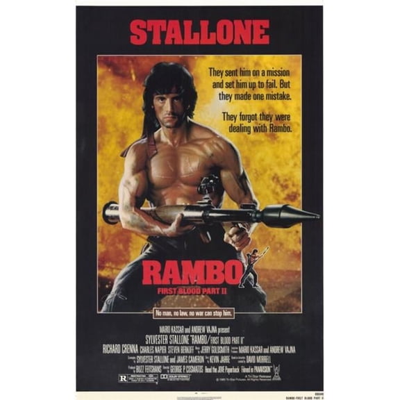 Pop Culture Graphics  Rambo First Blood Part 2 Movie Poster - 11 x 17