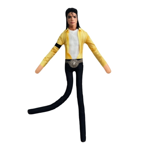 Pop Culture Music Legend Plush Figure with Bendable Wire Skeleton Poseable Star Doll for Home Decor Creative Display, Signature White Jacket