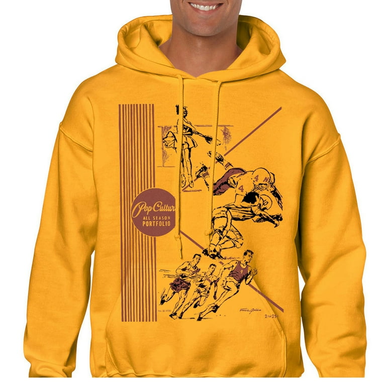 American Warrior Pop Culture Retro Vintage Folder Gold 70 s 80s Nostalgia Front and Back Graphics Mens Fleece Hoodie XX Large Gold Men s Size 2XL