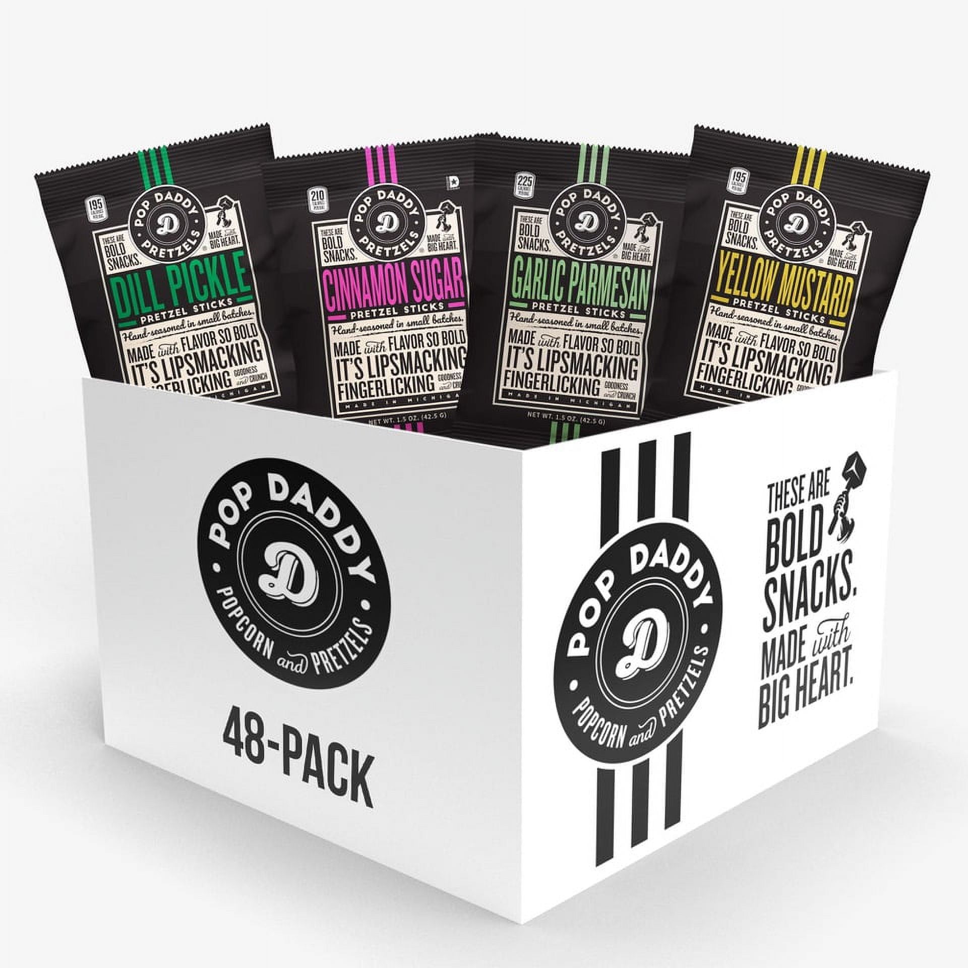 Pop Daddy Flavored Pretzel Sticks  1.5oz Variety 48 Pack