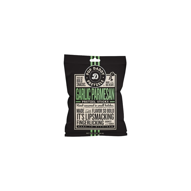 Garlic Parmesan Pretzel Sticks, 3 oz Bag, 15/Carton Garlic Parmesan Pretzel Sticks, 3 oz Bag, 15/Carton