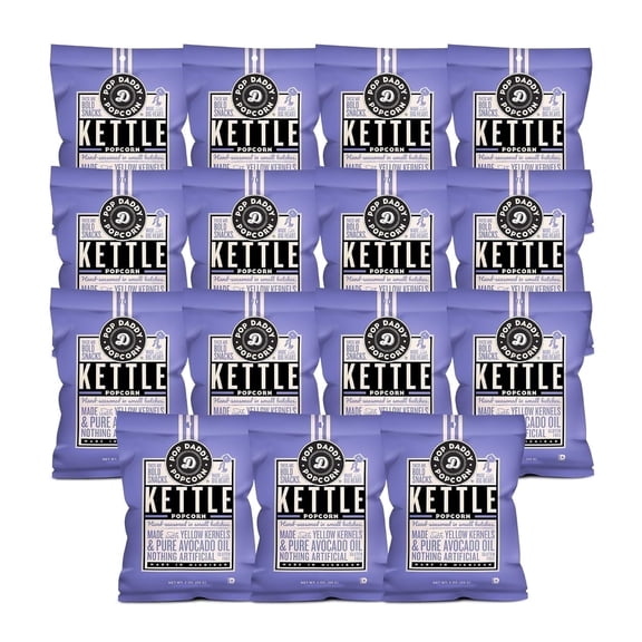 Pop Daddy Kettle, 2 Oz Gluten Free Hand Seasoned Gourmet Flavored Popcorn Snacks, 15 Pack