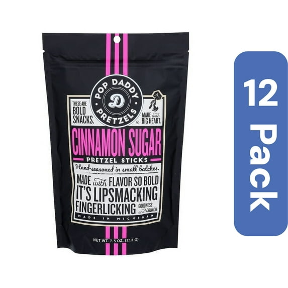 Pop Daddy Popcorn & Pretzels Cinnamon Pretzel 7.5 oz (Pack Of 12)