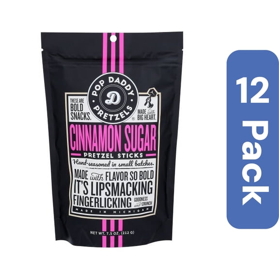 Pop Daddy Popcorn & Pretzels Cinnamon Pretzel 7.5 oz (Pack Of 12)