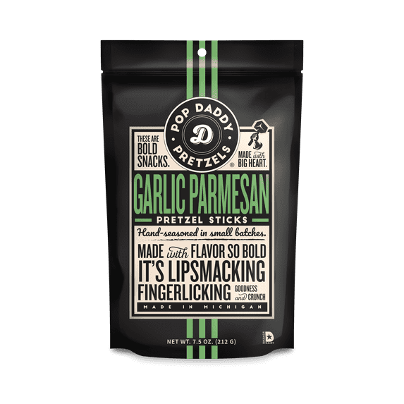 Pop Daddy Pretzel Sticks Garlic Parmesan - 7.5 oz Pack of 4