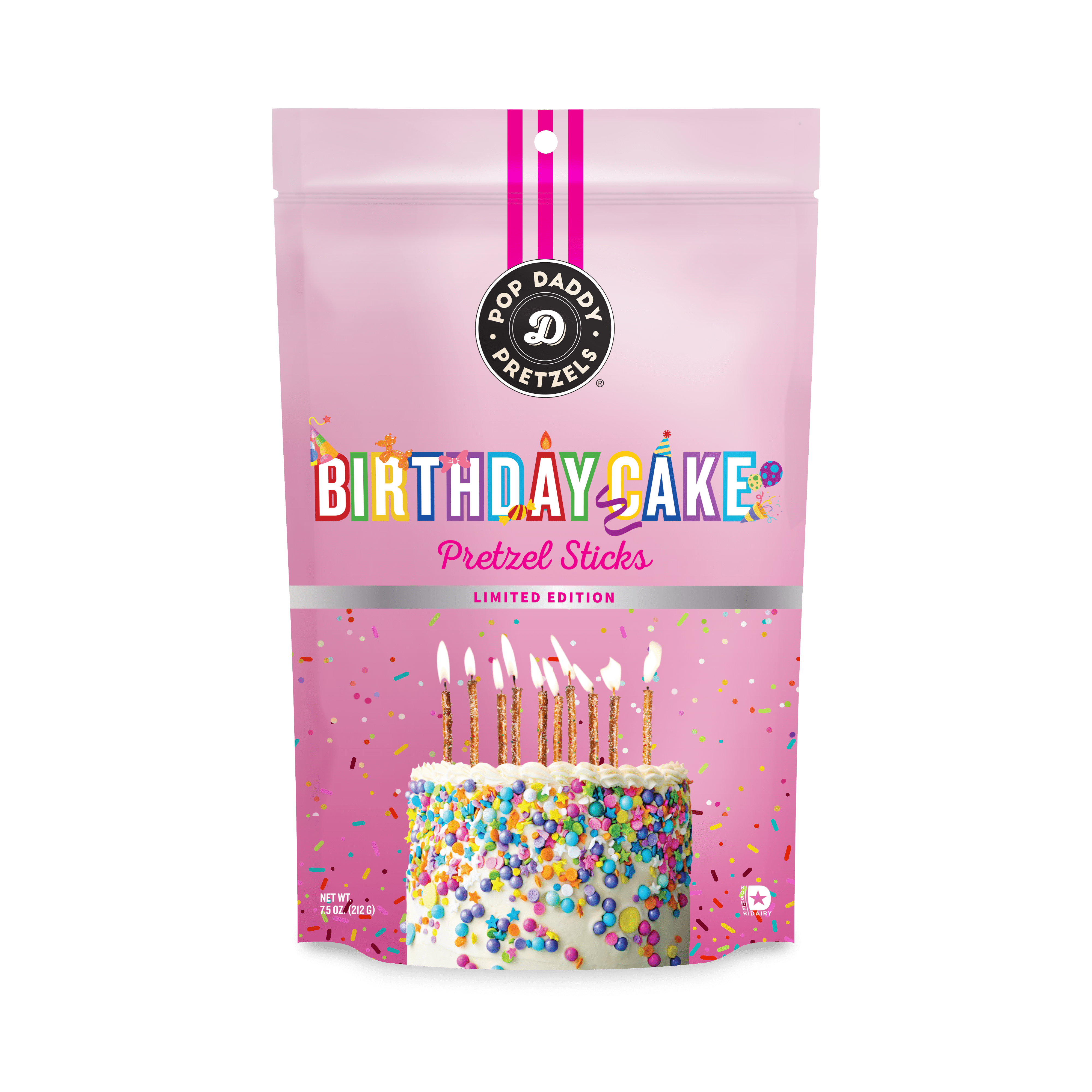 Pop Daddy Pretzels Birthday Cake Flavored Pretzels 7.5oz