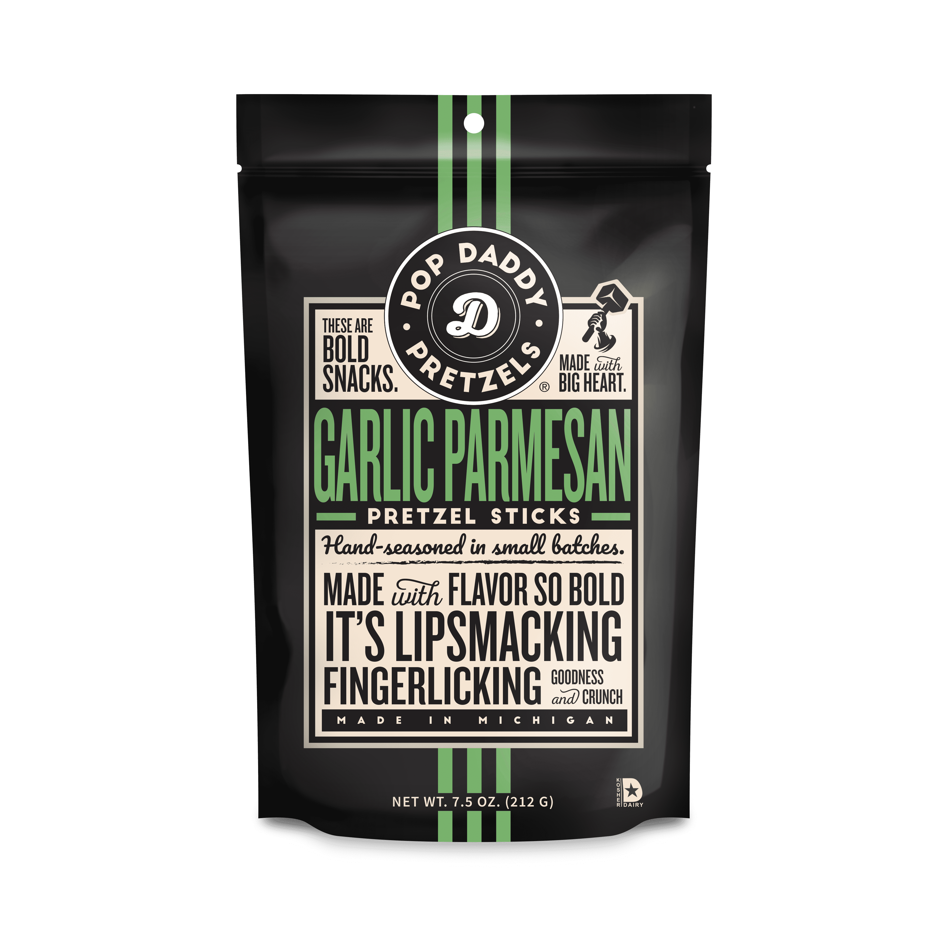 Pop Daddy Pretzels Garlic Parmesan flavored Pretzels 7.5oz