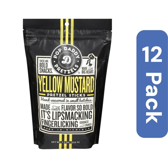 Pop Daddy Yellow Mustard Pretzels 7.5 oz (Pack of 12)