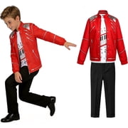 Pop Dance Star Halloween Costume 3-Piece Set,80s 90s Retro Style, Jacket, Shirt & Pants, 3D Print Design, Stage Outfit