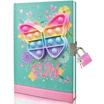 Pop Diary with Lock, 7.5x5.4 Inches 160 Lined Pages Fidget Butterfly Journal for Students Secret Notebook Gifts for Writing