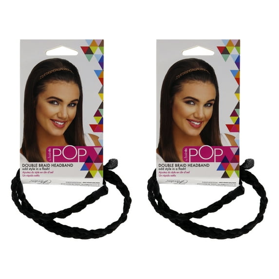 Hairdo Pop Double Braid Headband - R2 Ebony - Pack of 2, 1 Pc