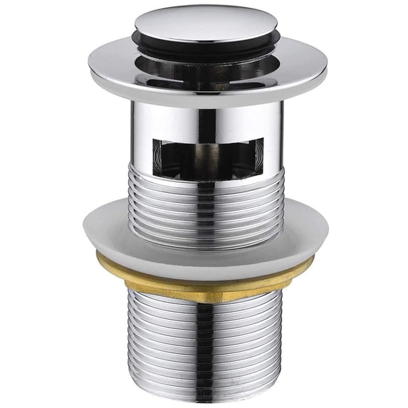 Pop up Drain Stopper Bathroom Sink 1-1/4 Inches Universal Fit with Overflow, Brass Chrome Anti-Clogging Filter Drainer Tool-Free Installation Basin Stopper for Bathroom Kitchen Vanity Vessel Sink