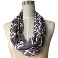 thumbnail image 1 of Pop Fashion Women's Scarf with Zipper Pocket & Pattern Print Interlocking Chain Square (Grey), 1 of 7