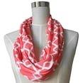 thumbnail image 1 of Pop Fashion Women's Scarf with Zipper Pocket & Pattern Print Interlocking Chain Square (Coral), 1 of 7