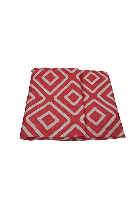 Women's Scarf with Hidden Zipper Pocket & Pattern Print Square Geometric (Coral)