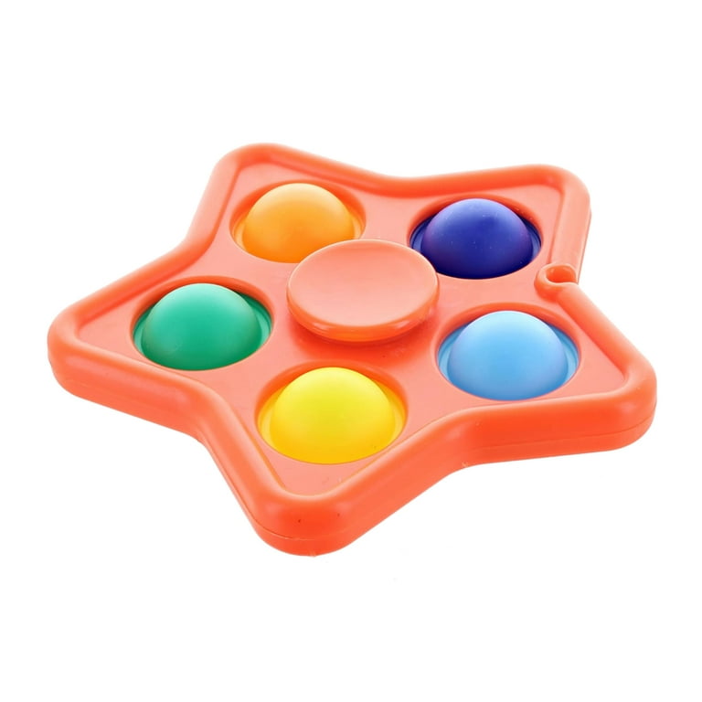 Pop Fidget Toy Spinner Orange Star 5-Button Bubble Popping Game 