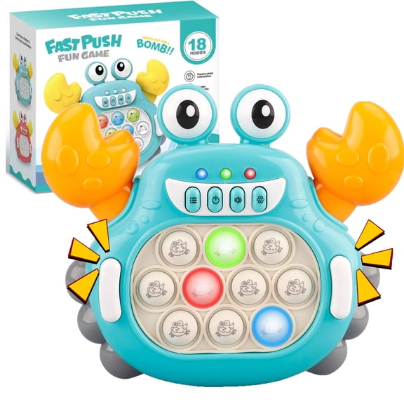 Pop Fidget Toys It Game, Stress Relief Quick Push Game Pop Light-Up Fidget Toy, Electronic Popping Game Autism Toys Squeeze Sensory Toys for Kids Age 3+, Green