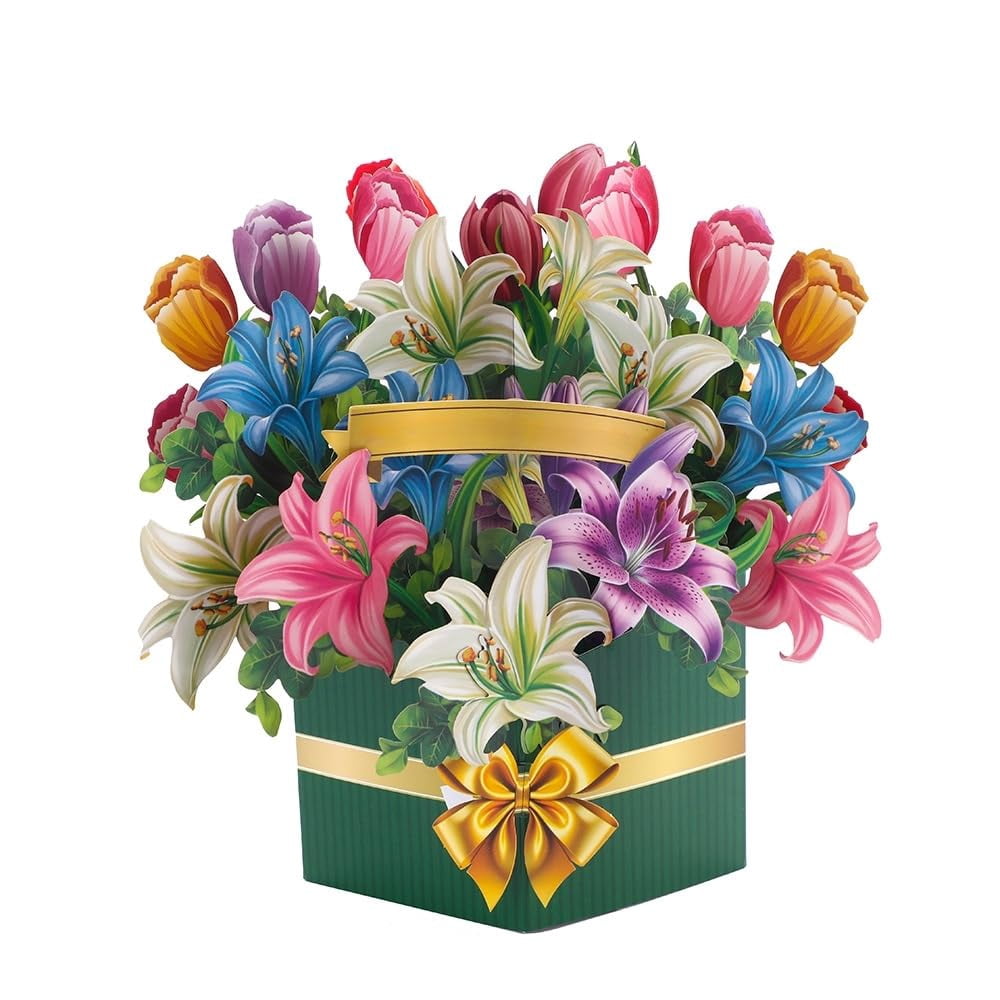Pop Up Flower Bouquet Card 3D Greeting Cards 10 Inch Life Size Forever ...