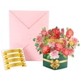 thumbnail image 1 of Pop Up Flower Bouquet Card, Pop Up Flower Cards, Fresh Cut Paper Flower Pop-Up Bouquet Greeting Cards, 8X10 In, Pink Thank You, Gold Foil, Greeting Card Envelopes, Pink Green, 1, 1 of 5