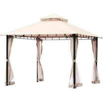 Pop up Gazebo for 8-10 Person, with Mosquito Netting, Metal Frame, and PU Coated 250D Oxford Cloth, Outdoor Canopy Shelter for Patio, Backyard, Lawn, Garden, Deck, 11 x 11 FT, Brown