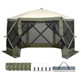 thumbnail image 1 of Pop Up Gazebo Tent, Pop-Up Screen Tent 6 Sided Canopy Sun Shelter with 6 Removable Privacy Wind Cloths & Mesh Windows, 12x12FT Quick Set Screen Tent with Mosquito Netting, Army Green, 1 of 9