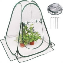 Pop up Greenhouse Cover, Transparent PVC Mini Small Grow Plant House Tent, Gardening Flowerpot Warm Room Backyard Flower Shelter for Indoor Outdoor (27"x27"x31")