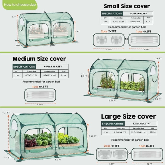 Pop up Greenhouse Tent Cover Tunnel Plant House,Large Gardening Flower Sunshine Room with Mesh Windows,Backyard PE Greenhouse Cover for Cold Frost Protector with Stakes and Rope Guys