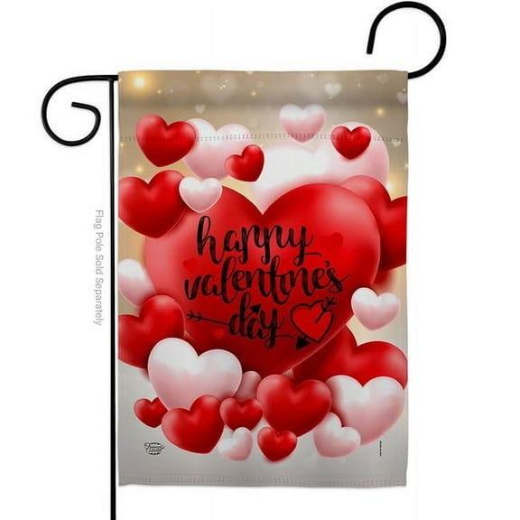 Pop Hearts Valentines Day Springtime Double-Sided Decorative Garden Flag, Multi Color