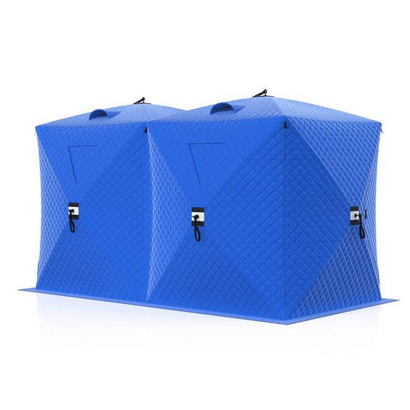 Pop Up Ice Fishing Shelter for 6-8 Person, Portable Insulated Hub Tent with 210D Oxford Fabric,Windproof Thermal Ice Shack with Carry Bag, Anchors & Ropes