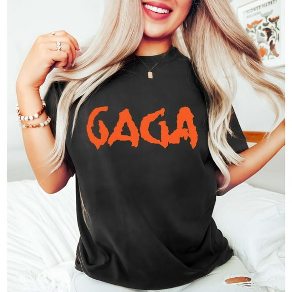 Pop Icon - Themed Graphic Tee, Tops Has "GAGA" Design, Round Neck Regular Fit T - shirts, Size(S - 5XL)