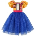 thumbnail image 1 of Pop Idol Halloween Costume, Suit with Orange Blue Flutter Sleeve Princess Tulle Dress, Cosplay Outfit for Anime Singer Birthday Party, 1 of 5