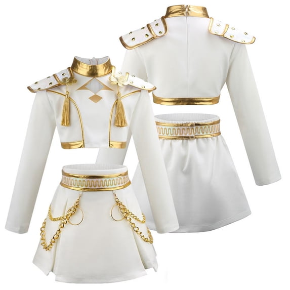 Pop Idol Halloween Costume, Suit with Top Skirt Shoulder Decor Belt and Skirt Accessories, Cosplay Outfit for Anime Singer Birthday Party