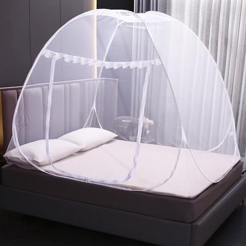 Pop Up Mosquito Net Tent for Bed, Bed Canopy with Net Bottom,Mosquito Netting Bed Tent for Kids Girls Boys,Suit for Indoor Outdoor (Twin Extra Long, White)