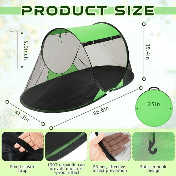 Pop up Mosquito Net Tent and Sleeping Pad for Camping One Person Pop up Screen Tent Thick 5 Inch Portable with Pillow for Outdoor Summer Camp Bed Camping Cot