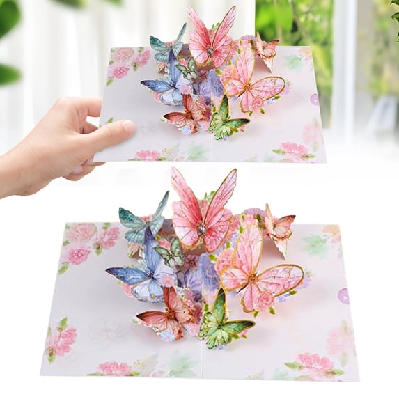 Pop Up Mother's Day Cards, Butterfly 3D Birthday Greeting Card for Birthday Day, Unique Design Handmade Foldable Greeting Cards for Wife,Girlfriend,Daughter,Mom,Friends (Pink)