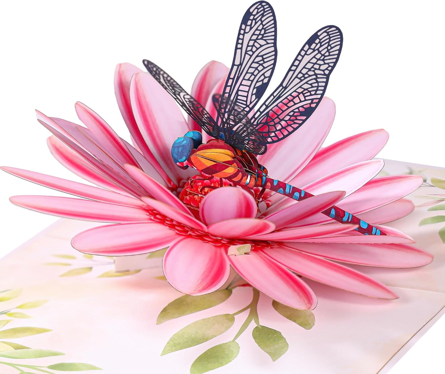 Pop Up Mothers Day Cards, Dragonfly&Gerbera Daisies Flower 3D Birthday Card for Women, Mom; Gift for Birthday, Mother’s Day, Valentines, Thank You,All Occasion for Her, Wife, Grandma, Sister, Dau