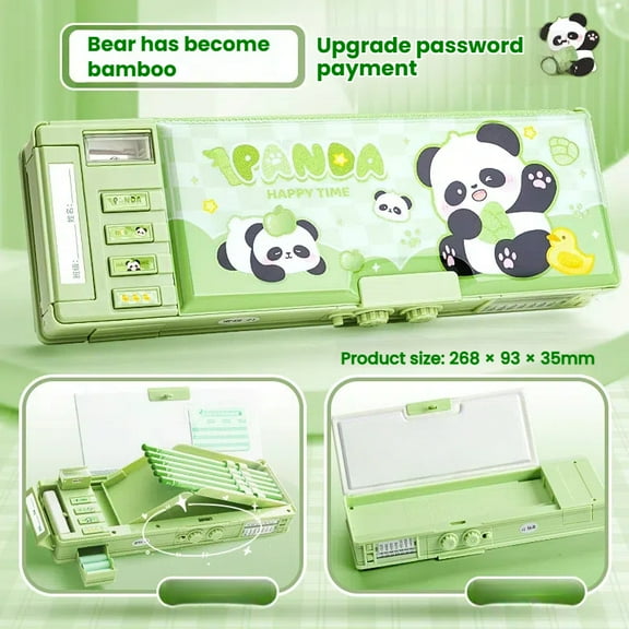 Pop up Multifunctional Pencil Case Organizer Cartoon Pen Box Pencil Box with Password Lock, Sharpener, Schedule, Whiteboard, Christmas Birthday Stationery Gifts for Teen