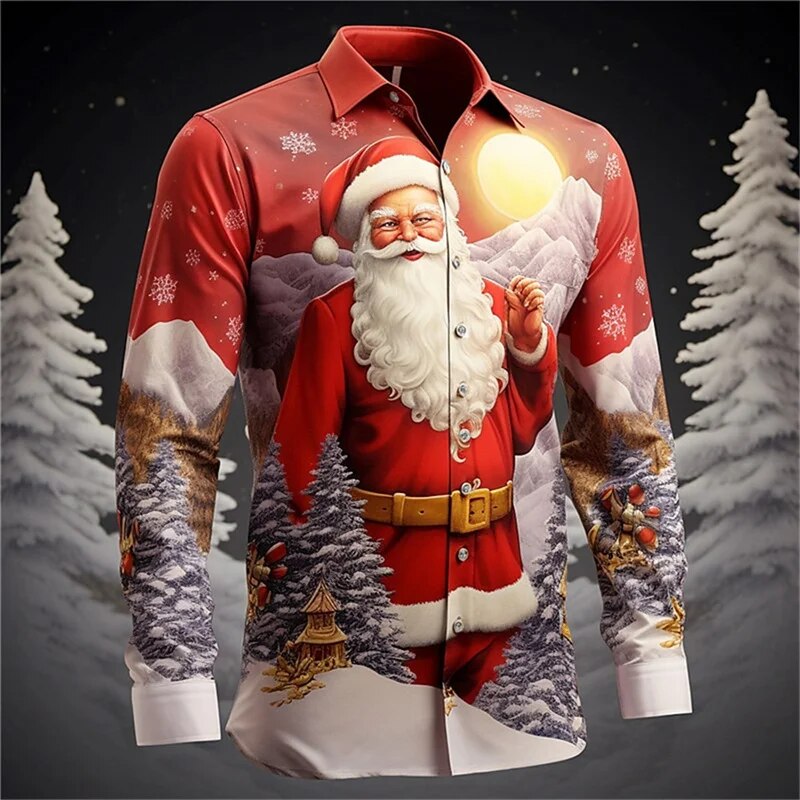 Pop New 3D Merry Christmas Printing Long Sleeve Shirts & Blouses wear