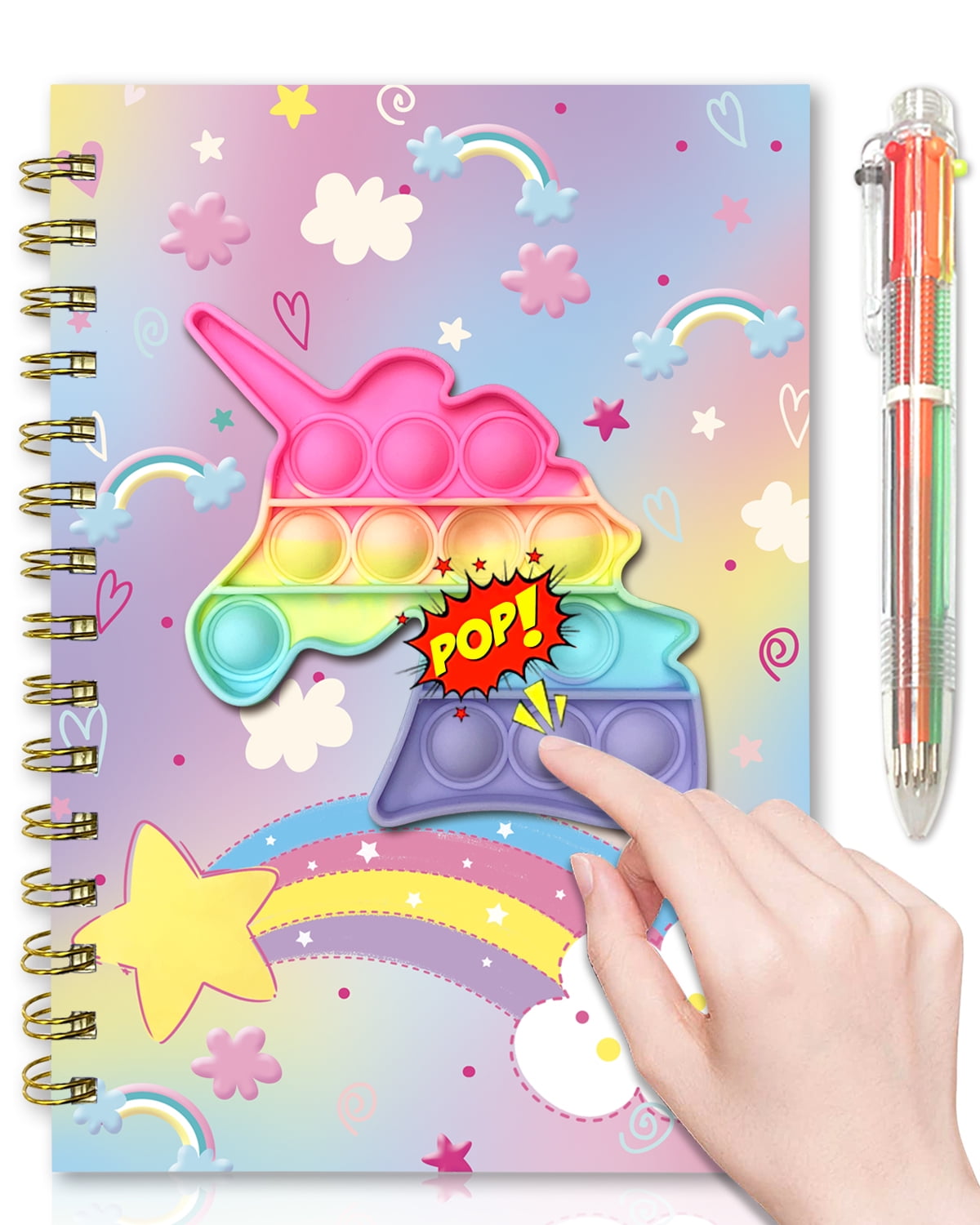 Pop Notebook it for Kids, GINMLYDA Lined Spiral Journal with 6 Multicolor  Pen for Teenage School Writing Drawing Unicorn