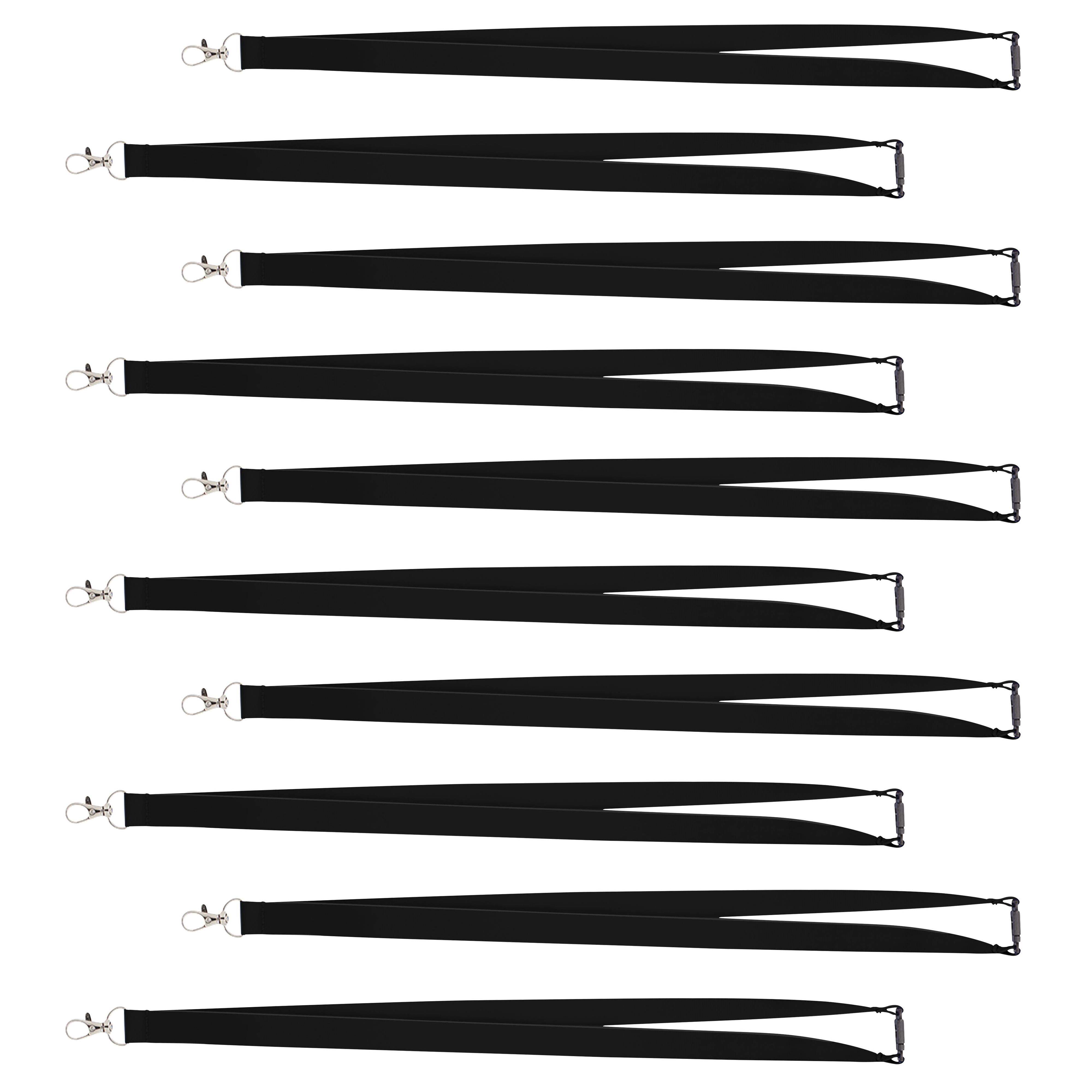Pop Nylon Lanyards with Snap and Lobster Clip Set of 10, Bulk Pack - Perfect Item to Give to Employees, Students or Even to Sport Fans - Black