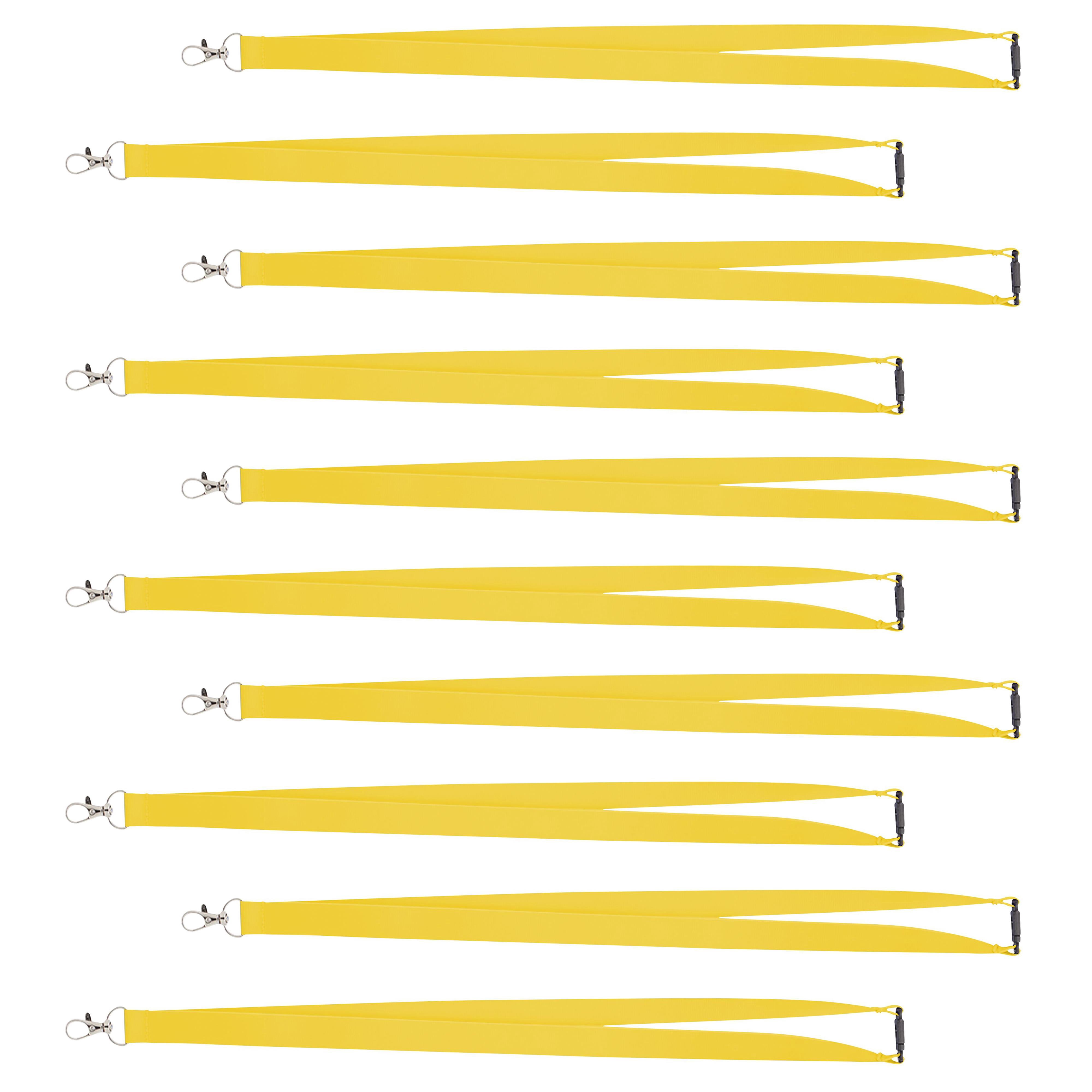 Pop Nylon Lanyards with Snap and Lobster Clip Set of 10, Bulk Pack - Perfect Item to Give to Employees, Students or Even to Sport Fans - Yellow