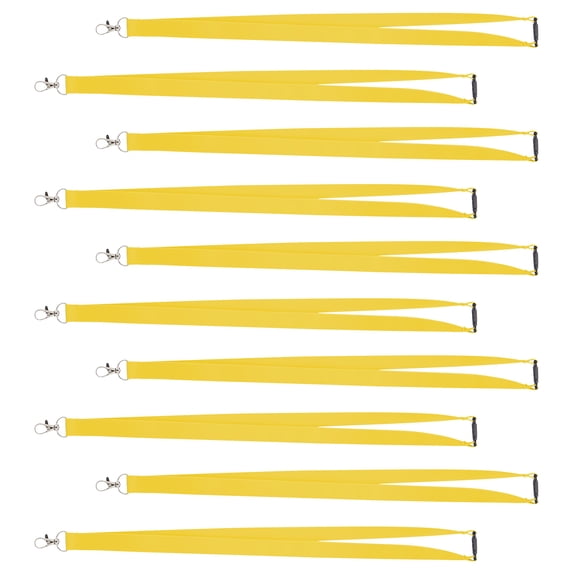 Pop Nylon Lanyards with Snap and Lobster Clip Set of 10, Bulk Pack - Perfect Item to Give to Employees, Students or Even to Sport Fans - Yellow