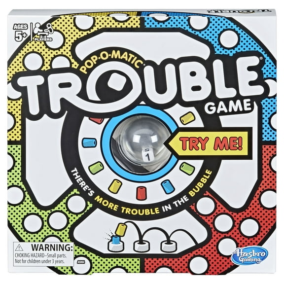Pop-O-Matic Trouble Board Game for Kids and Family Ages 5 and Up, 2-4 Players