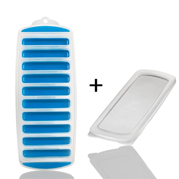 Pop Out Plastic Ice Cube Tray with Lid Reusable Ice Stick Tray Mold for Water and Sport Bottles