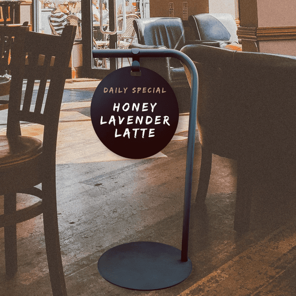 Magnetic Chalkboard Sidewalk Sign: Round Metal Business Sign (Black Frame/Black Metal)