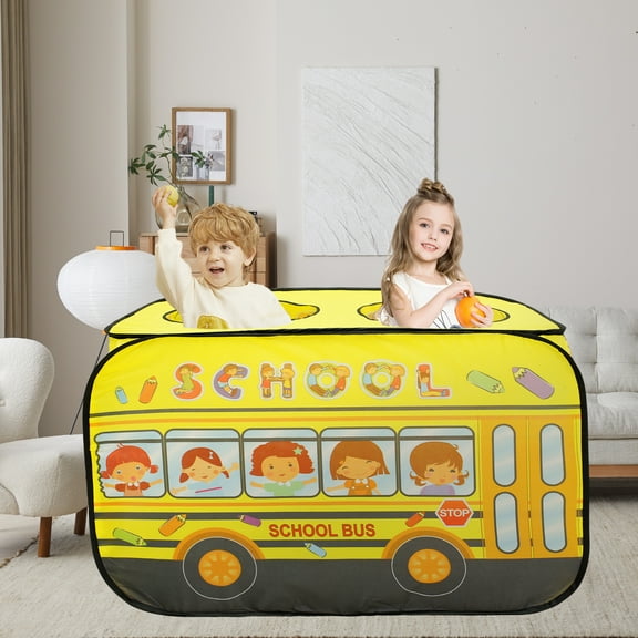 Pop Up Play Tent for Kids School Bus Tent Playhouse Toy Play Tents for Toddlers 3-5 Kids Tent Indoor Outdoor Playhouse Toys for 1 + Year Old, School Bus