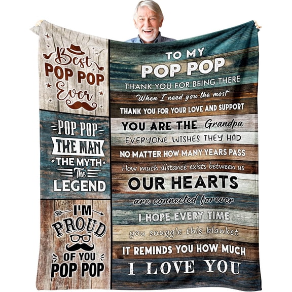 Pop Pop Gifts, Gifts for Pop Pop from Grandkids/Granddaughter/Grandchildren, Best Pop Pop''s Birthday Gift, Pop Pops Gift Throw Blanket 60"X50"