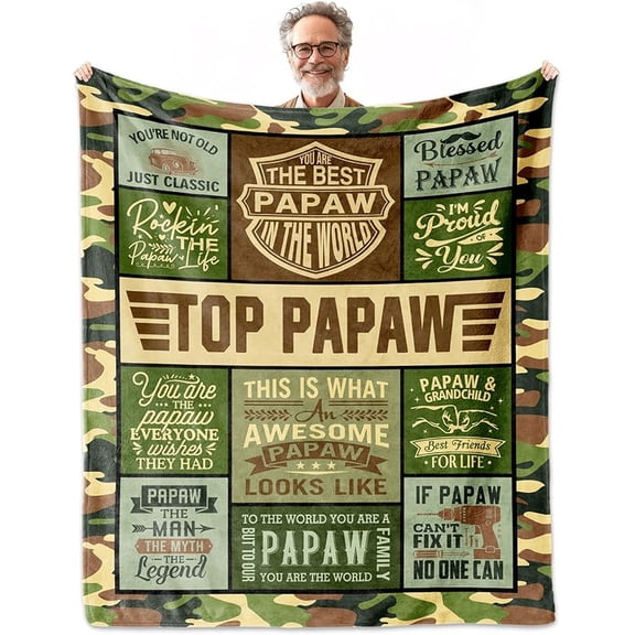 Pop Pop Gifts from Grandkids, Pop Pop Blanket 60"x50", Poppop Gifts from Granddaughter Grandson, Pops Gift for Grandpa, Best Poppop Gift for Birthday/Fathers Day/Christmas/Anniversary