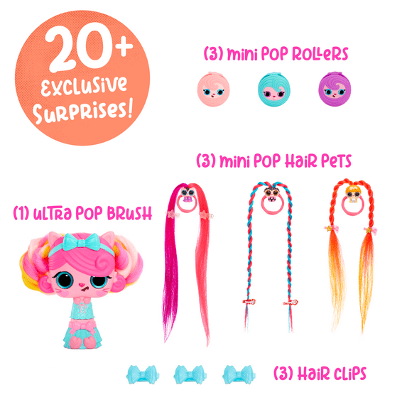 Pop Pop Hair Surprise Ultra Hair Surprise With 20+ Surprises, Great Gift for Kids Ages 4 5 6+