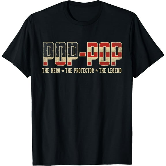 Pop-Pop Protector Hero Legend Usa Flag Pop-Pop Father'S Day T-Shirt Unisex S-5XL Hot Trending Shirt, Vintage Birthday Gift